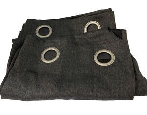 Ikea Sun Zero Emory Gray 2 Pc Room Darkening Grommet Curtain Panels Each 26 x63